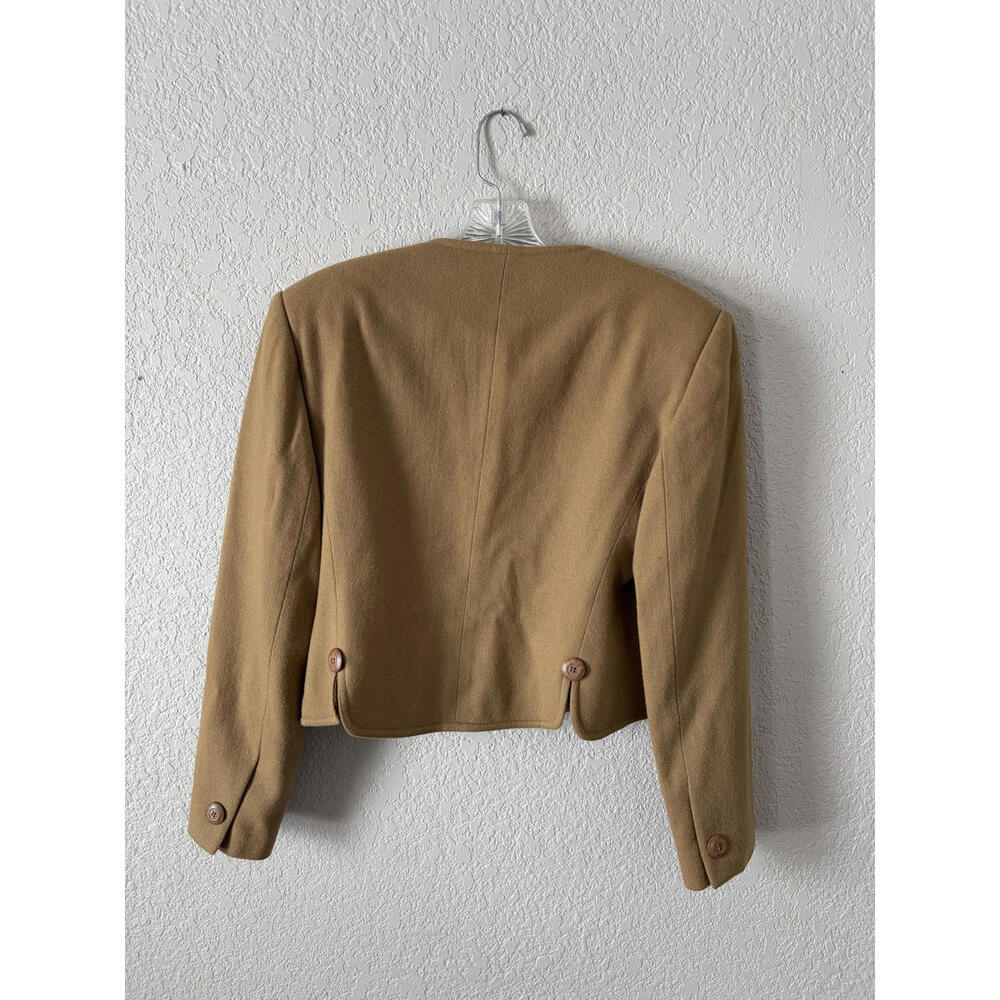 VTG 90s 100% Wool Orvis Cropped Blazer Camel Size 6 Woolmark - Picture 6 of 6